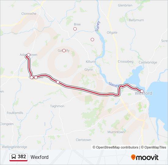 Plan de la ligne 382 de bus