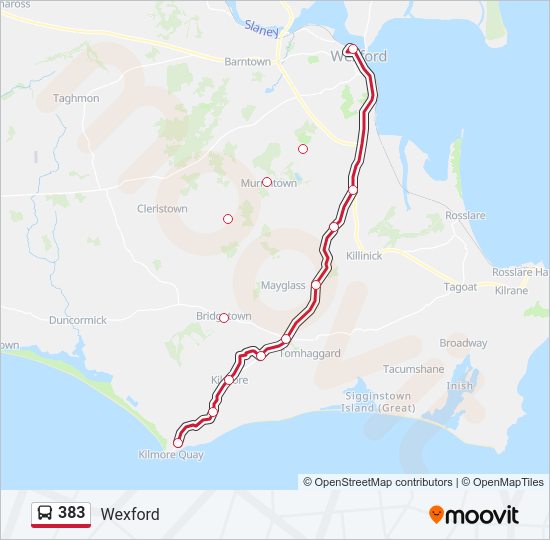 383 Bus Line Map