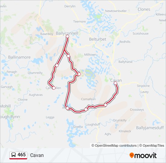 Plan de la ligne 465 de bus