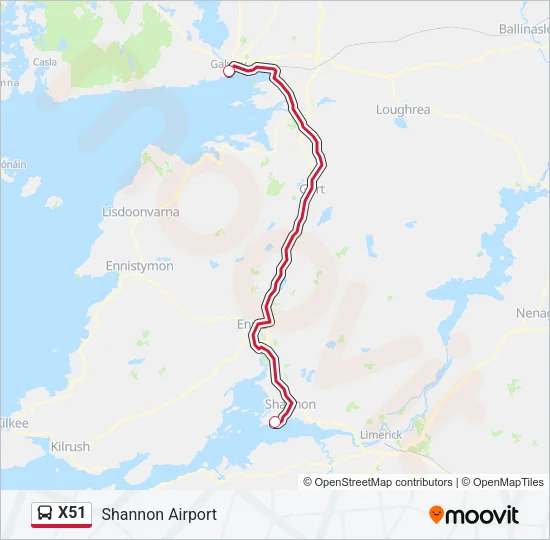 X51 Bus Line Map