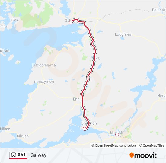 X51 Bus Line Map