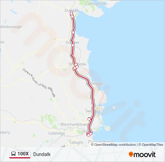 100X Bus Line Map
