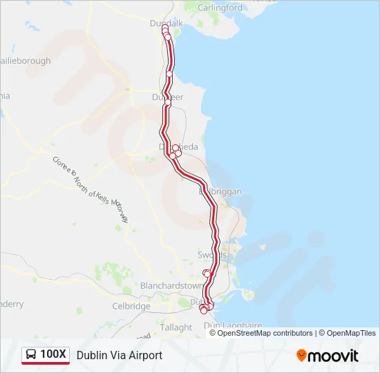 100X Bus Line Map