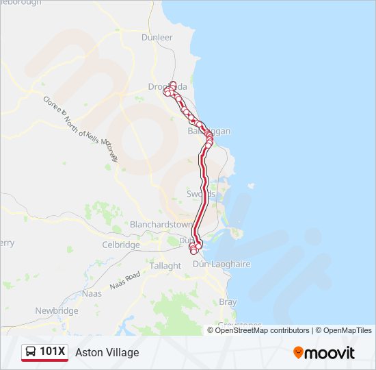 101X bus Line Map