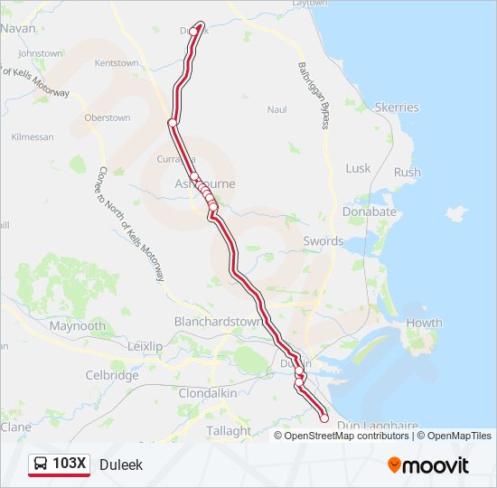 103X Bus Line Map