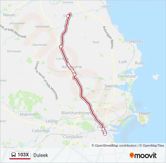 103X Bus Line Map