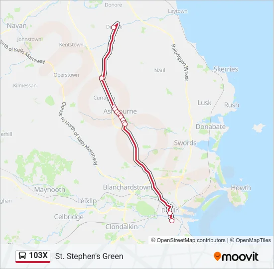 103X Bus Line Map