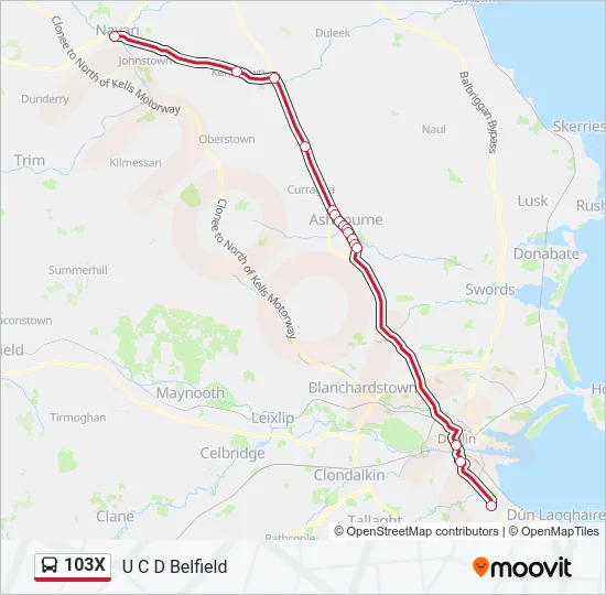 103X Bus Line Map