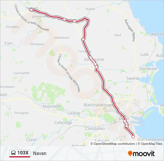 103X Bus Line Map
