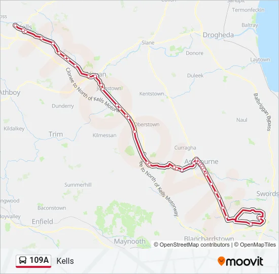 109A Bus Line Map