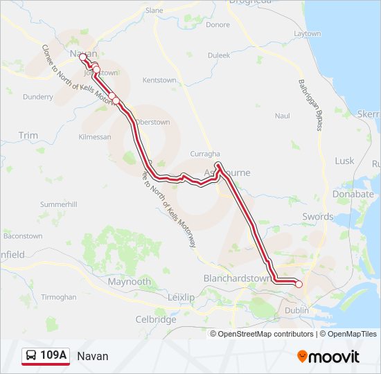 109A bus Line Map