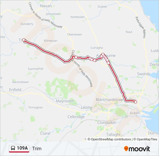 109A Bus Line Map