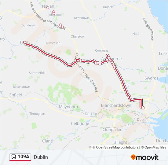 109A bus Line Map