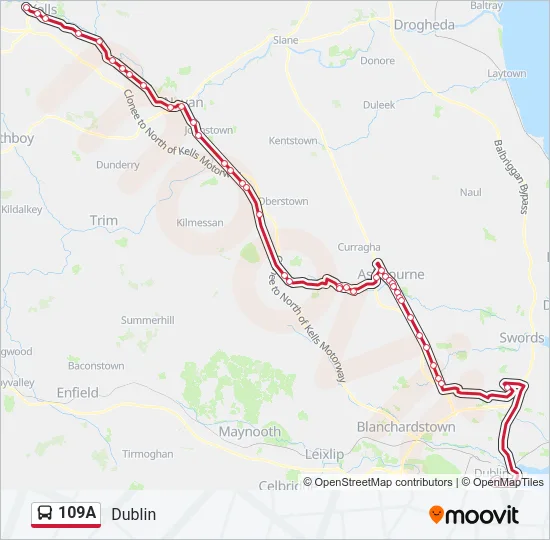 109A Bus Line Map