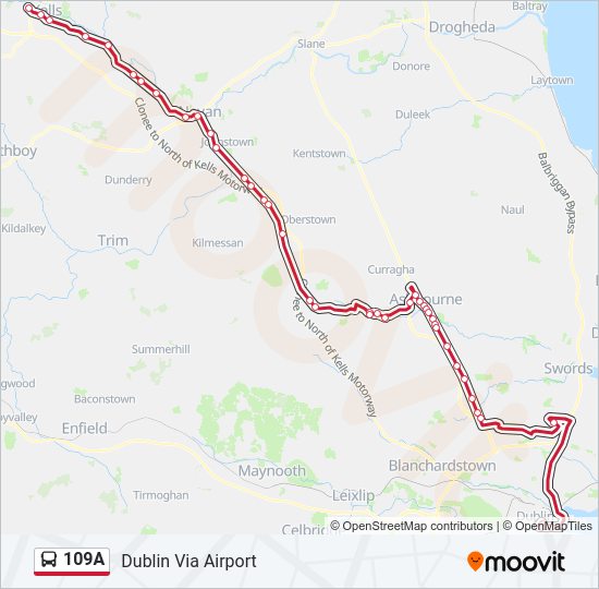 109A bus Line Map