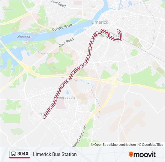 304X bus Line Map