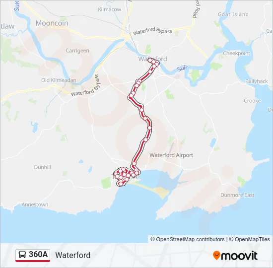 360A Bus Line Map