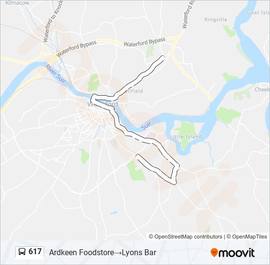 Plan de la ligne 617 de bus