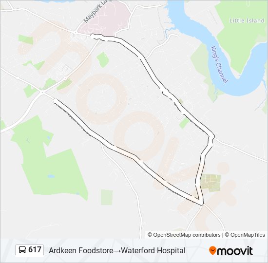 Plan de la ligne 617 de bus