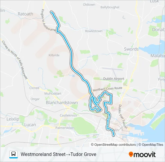DUBLIN CITY SOUTH, WESTMORELAND STREET - ASHBOURNE, ASHBOURNE KELLY'S Bus Line Map