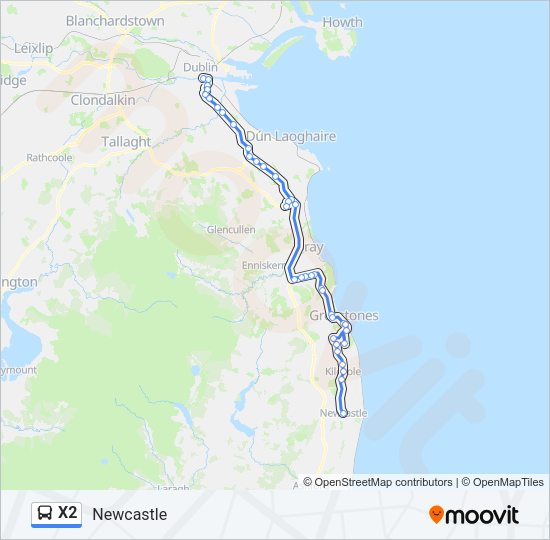 X2 Bus Line Map