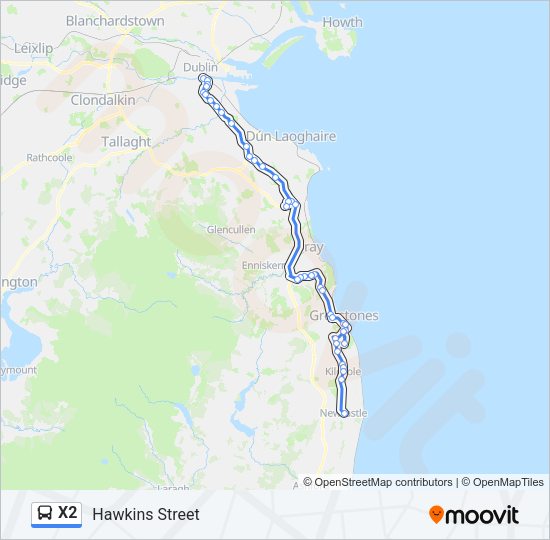 X2 Bus Line Map