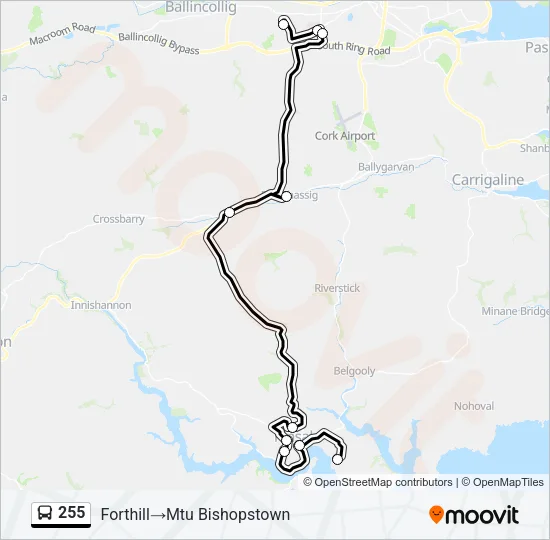 Plan de la ligne 255 de bus