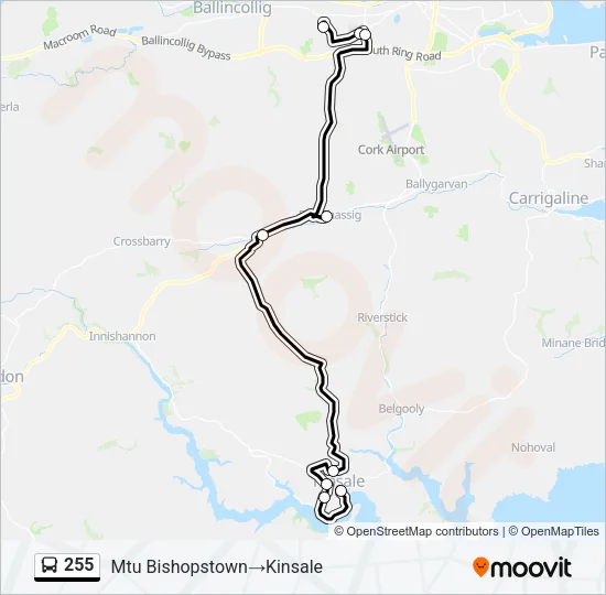 Plan de la ligne 255 de bus