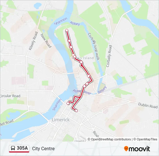305A Bus Line Map