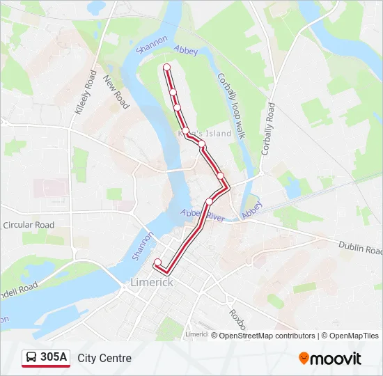 305A Bus Line Map