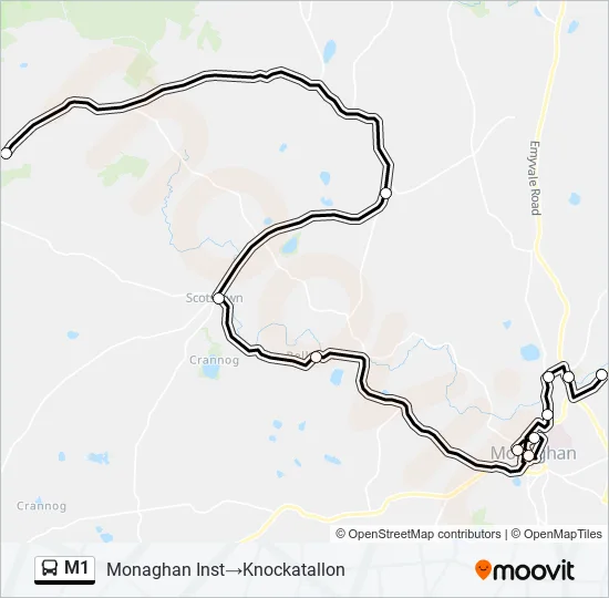 Plan de la ligne M1 de bus