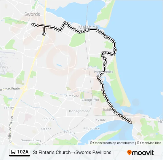 102A Bus Line Map