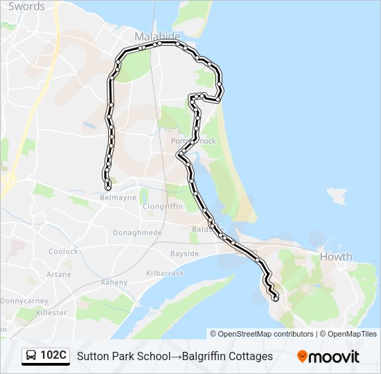 102C Bus Line Map
