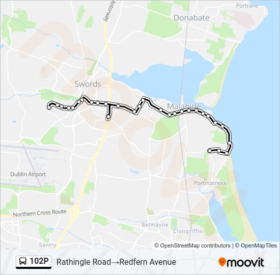 102P Bus Line Map