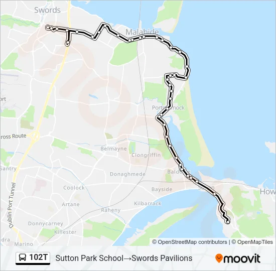 102T Bus Line Map