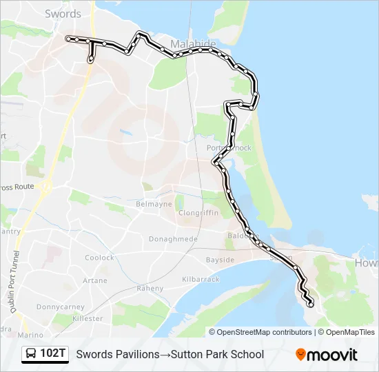102T Bus Line Map