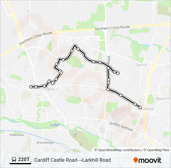 220T Bus Line Map