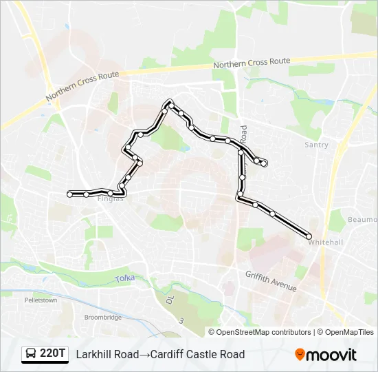 220T Bus Line Map
