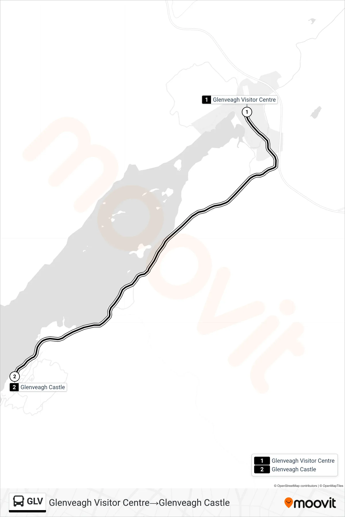GLV bus Line (Glenveagh Visitor Centre‎→Glenveagh Castle) route and stops on a map
