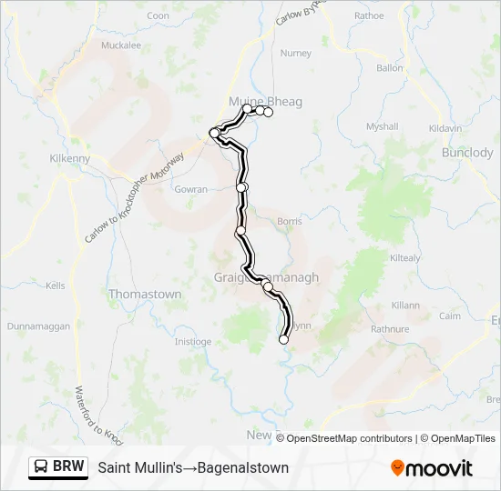 Plan de la ligne BRW de bus