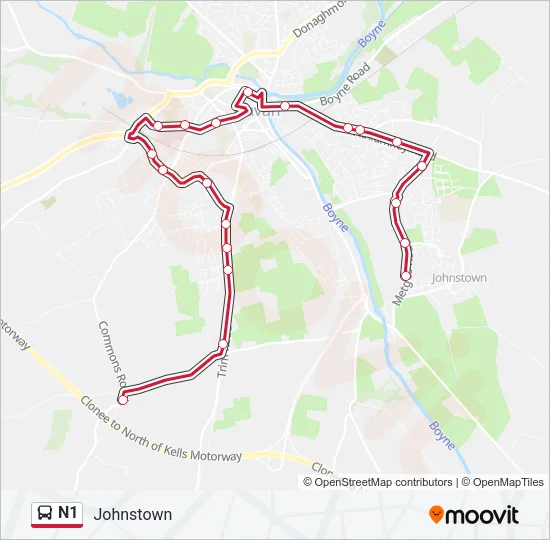 N1 Bus Line Map