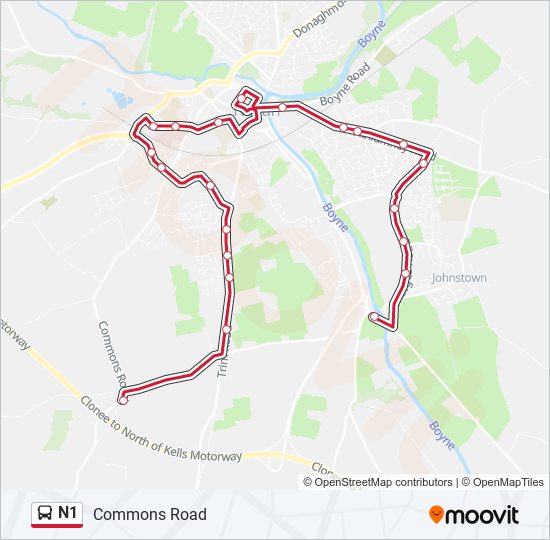 N1 Bus Line Map