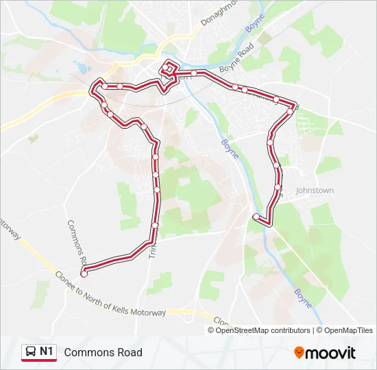 N1 Bus Line Map