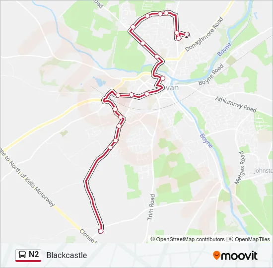 N2 Bus Line Map