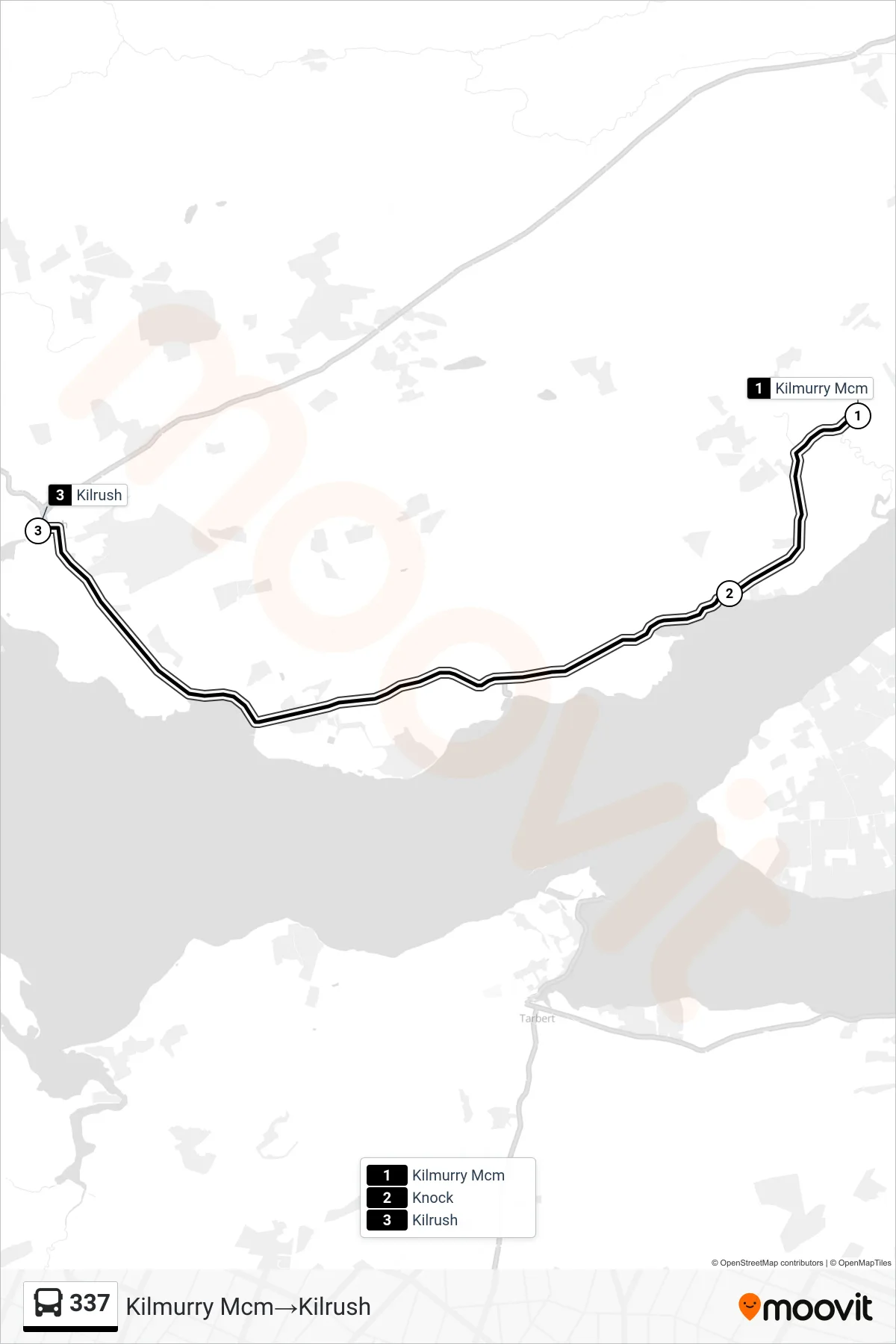 337 bus Line (Kilmurry Mcm‎→Kilrush) route and stops on a map