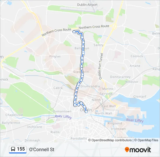Plan de la ligne 155 de bus