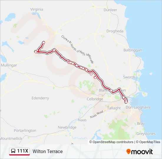 111X Bus Line Map