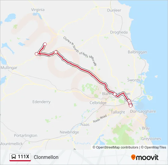 111X Bus Line Map