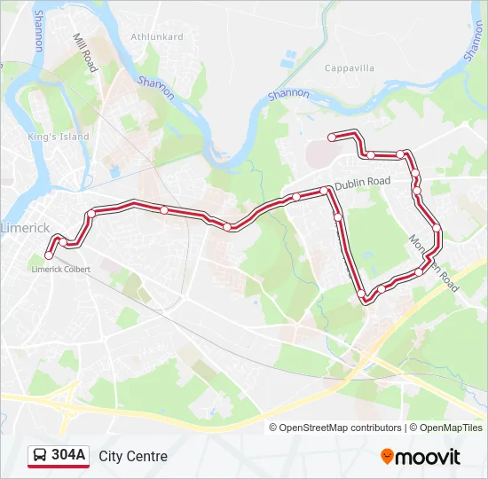 304A Bus Line Map