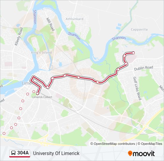 304A Bus Line Map